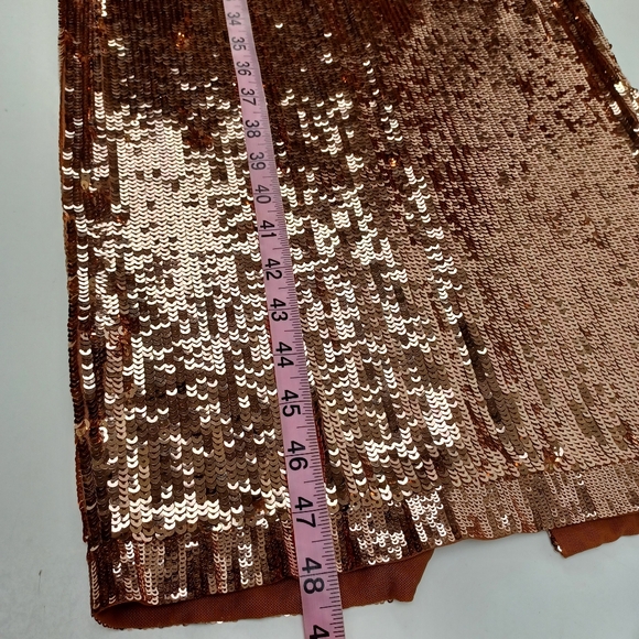 Alice And Olivia Fifi Sequin Strapless Maxi Dress Size 2 Lace Up Back Tan Bronze - Picture 12 of 15